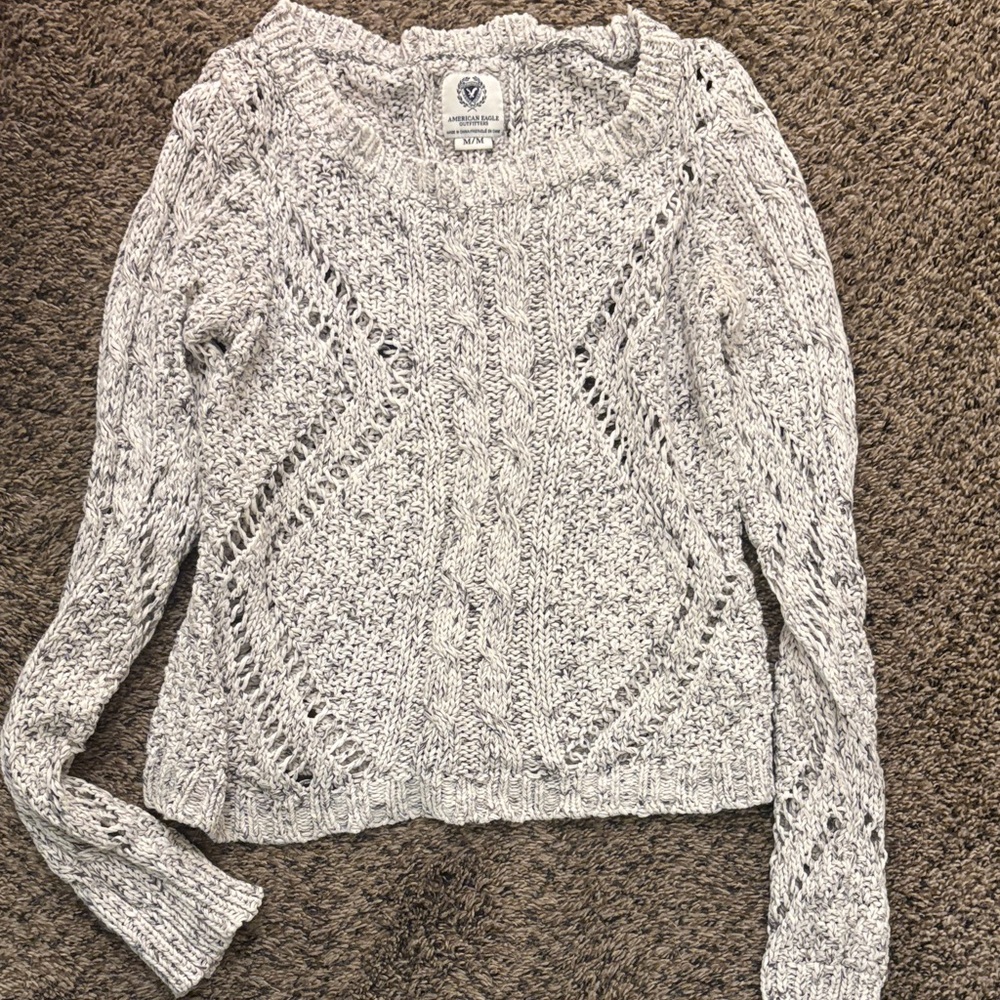 American Eagle Outfitters Cream Cable Knit Sweater